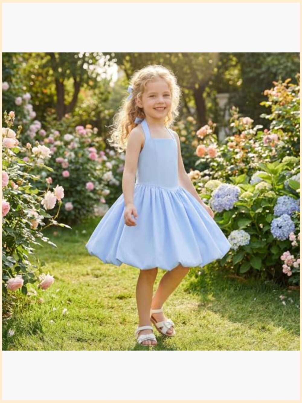Girls Halter Bubble Hem Homecoming Prom Dress Knee-Length - Picture 3 of 7